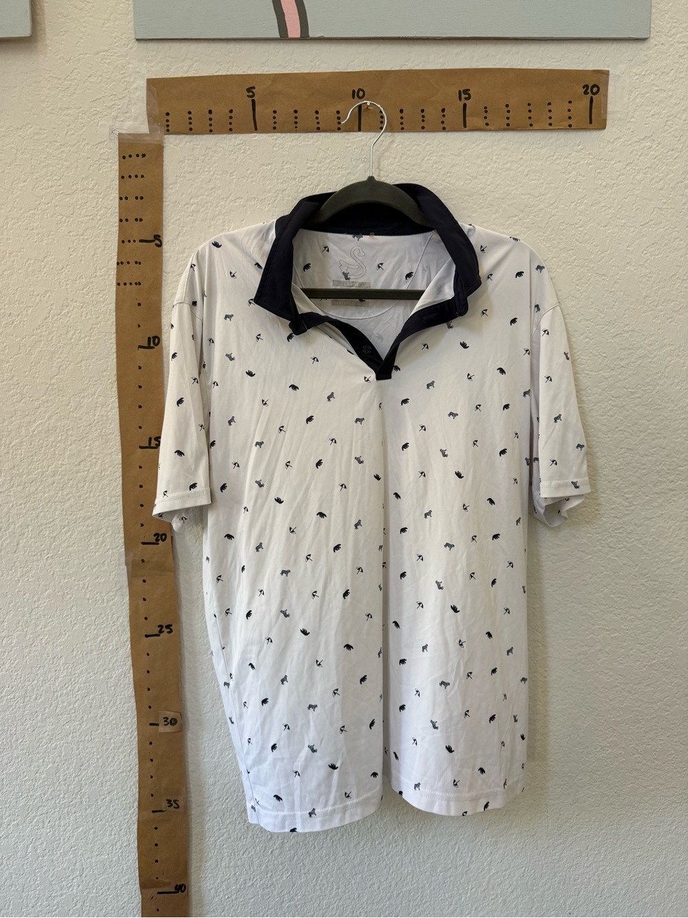 Swannies White Short-Sleeve Polo with Navy Collar
